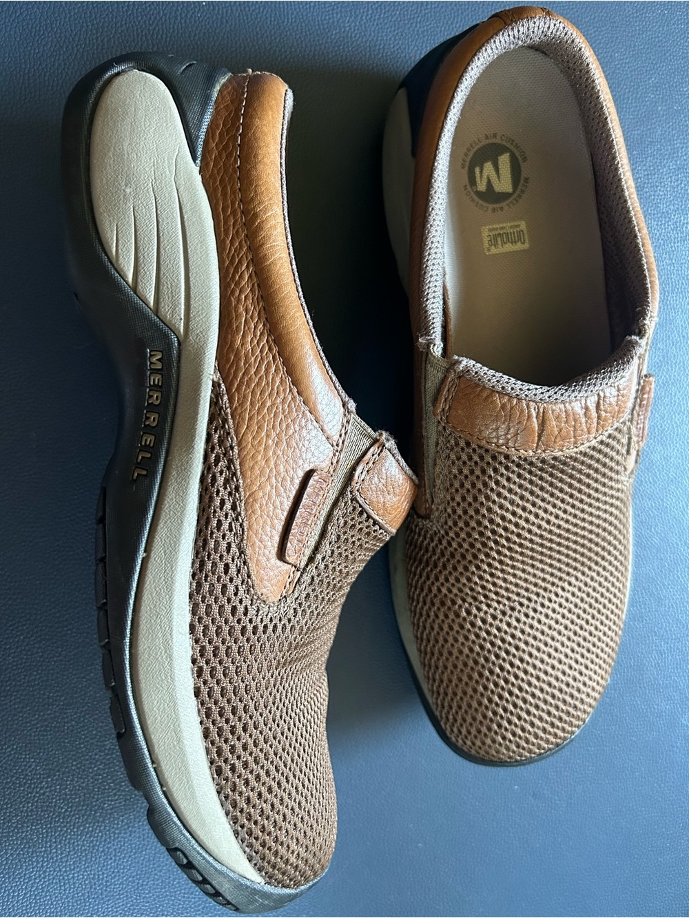 Merrell Ortholite Men’s Brown Air Cushion Mesh Slip-On Loafers